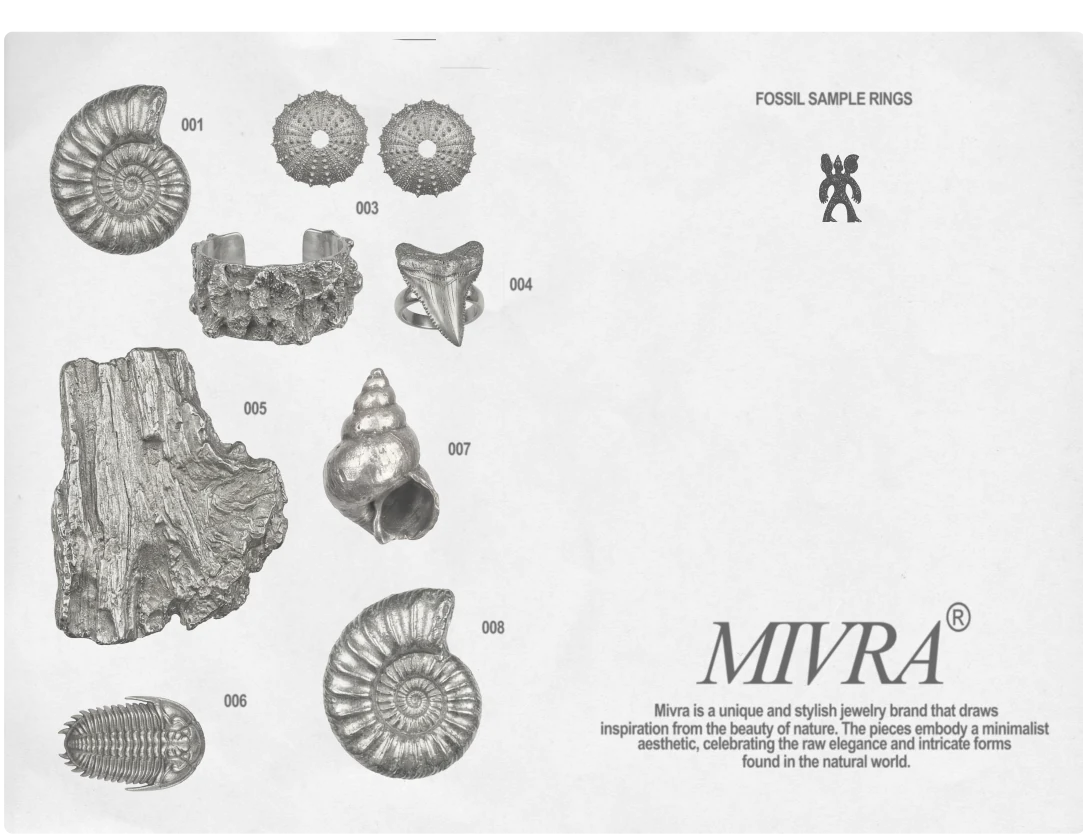 Mivra fossil sample rings collection
