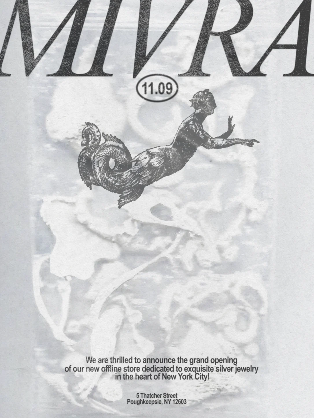 Mivra opening invitation with mermaid illustration