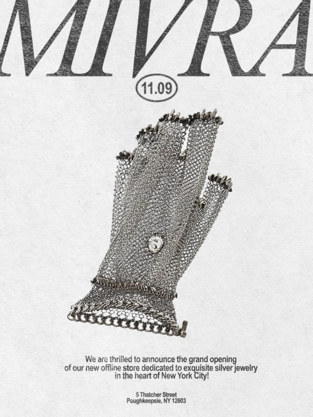 Mivra opening invitation with chainmail glove