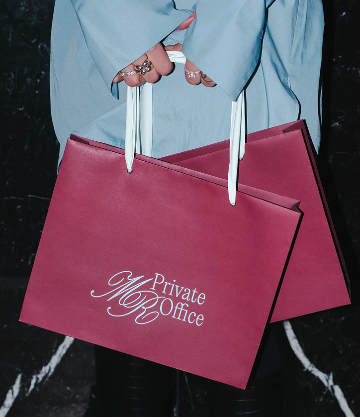 Burgundy Private Office shopping bags