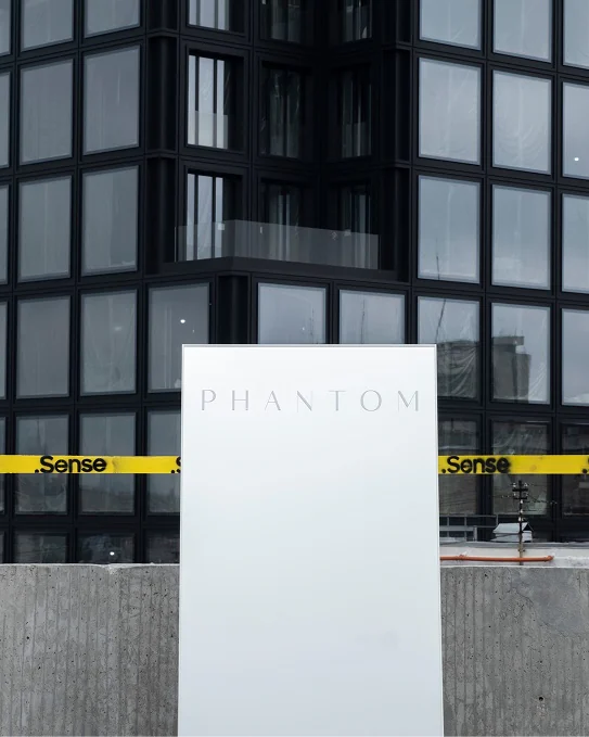Phantom board in front of the building