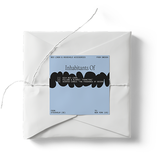 Parcel wrapped with an Inhabitants of Sunday label