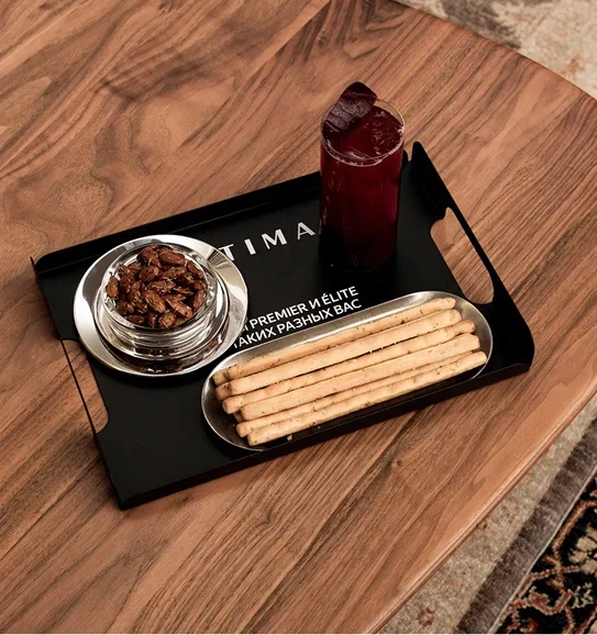 Black Ultima tray with snacks