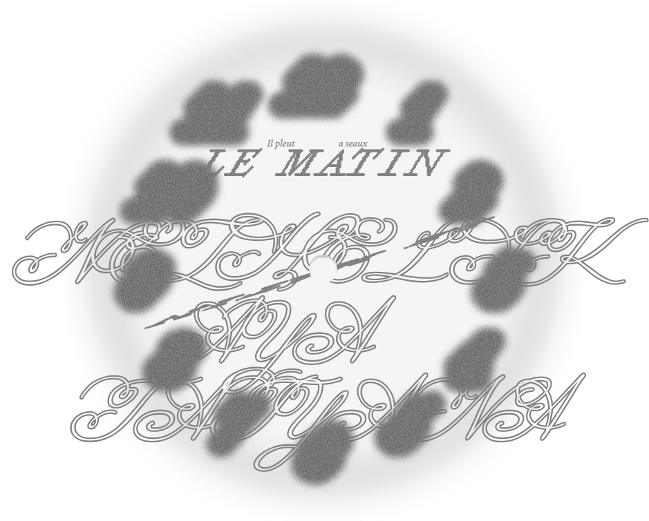 Le Matin lettering in a cloud of ink